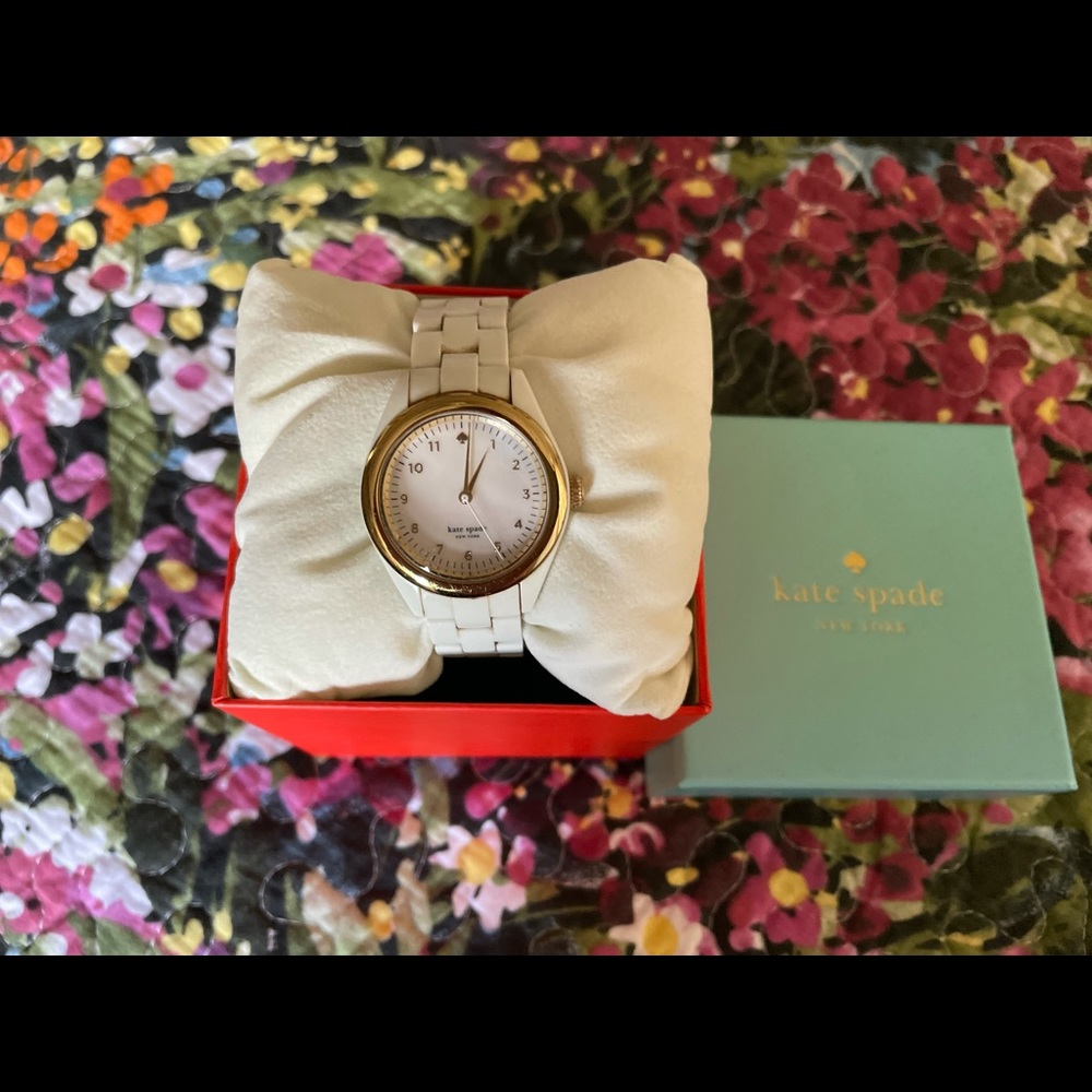 Kate Spade White Seaport Acrylic watch w/gold rim